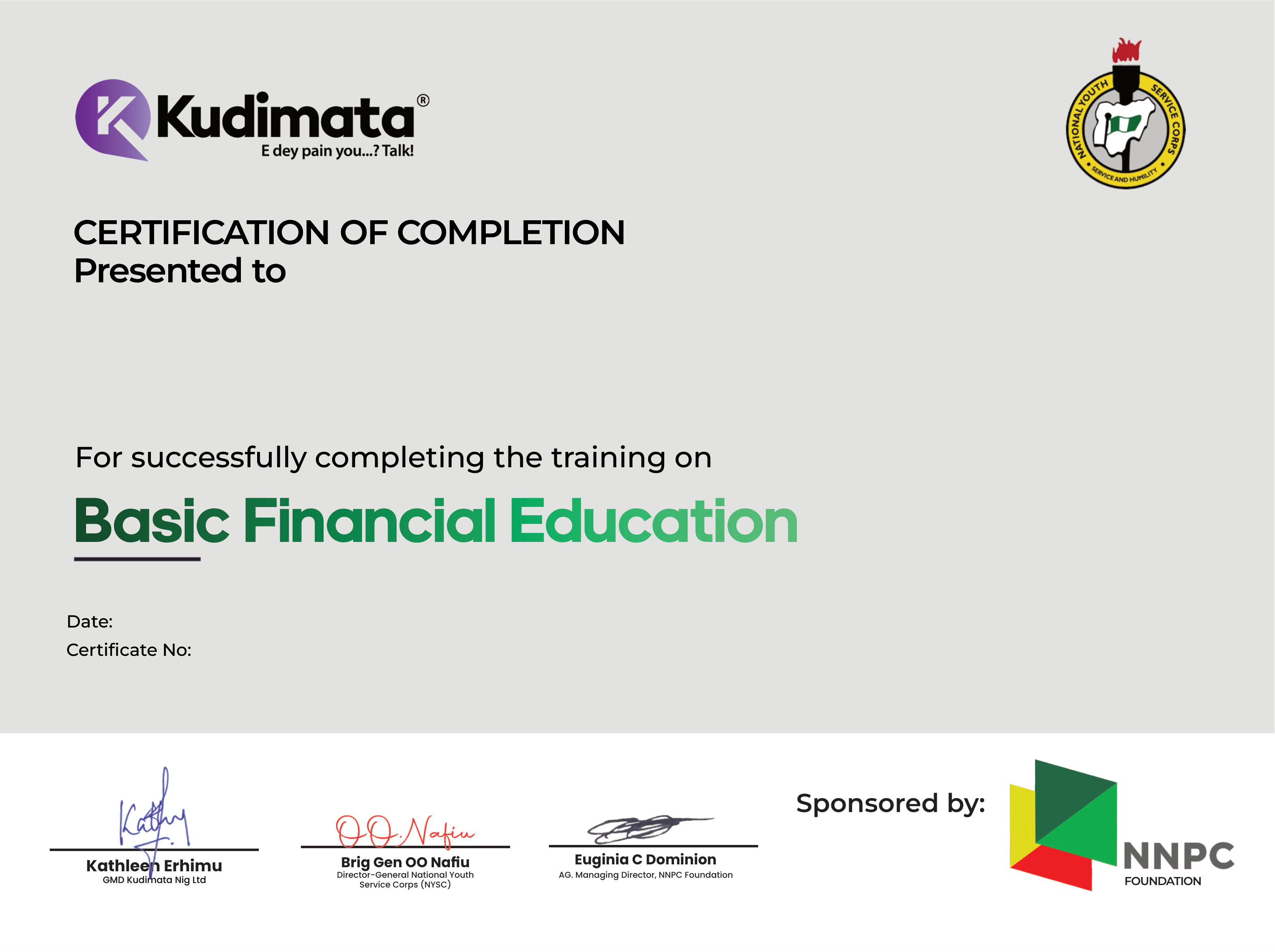 Certificate of Completion